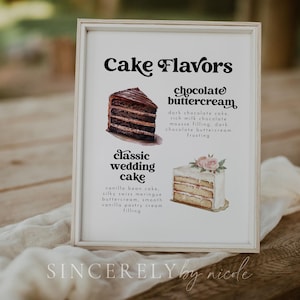 Kuchenaromen Schild Vorlage, Canva Bearbeitbares Kuchenmenüschild, Hochzeitstorte Menüschild Vorlage, Dessert Bar Schild Vorlage, Kuchenaromen | Karl