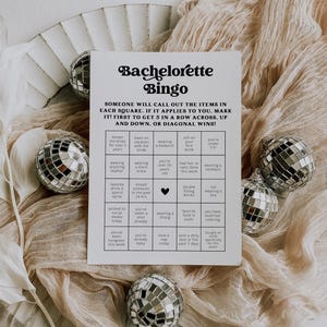 Bachelorette Bingo, Bachelorette Bingo Game, Canva Bachelorette Party Game, Retro Hen Party Games, Canva Bachelorette Games, Retro| Charli