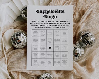 Bachelorette Bingo, Bachelorette Bingo Game, Canva Bachelorette Party Game, Retro Hen Party Games, Canva Bachelorette Games, Retro| Charli