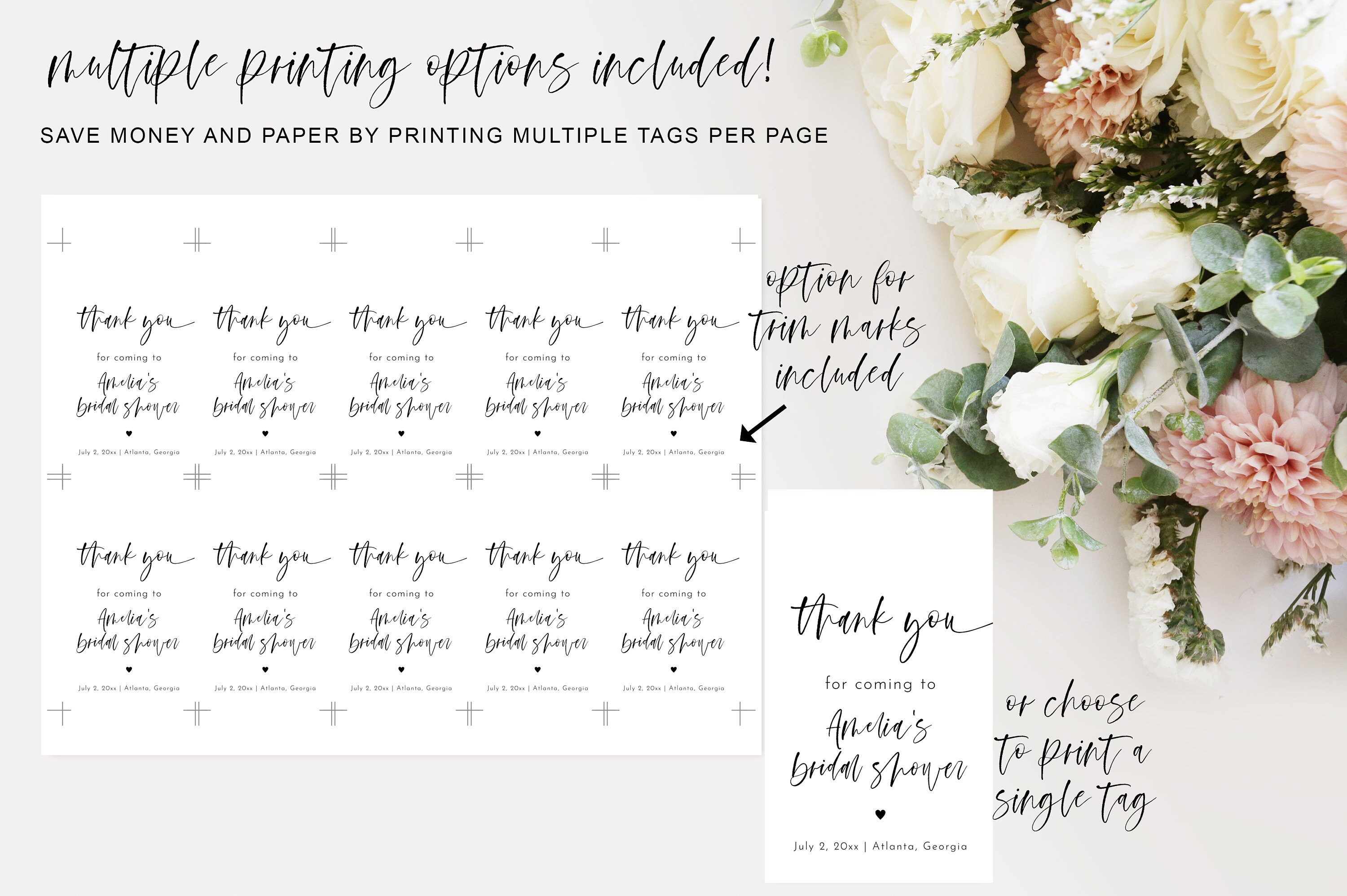Bridal Shower Favor Tag Template Editable Printable Bridal - Etsy