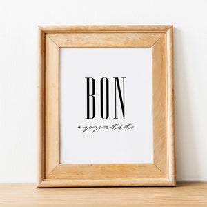 Bon Appetit, PRINTABLE Wall Art, Bon Appetit Sign, Kitchen Sign, Kitchen Wall Decor, French Quote Bon Appetit Printable Kitchen Sign, Print image 3