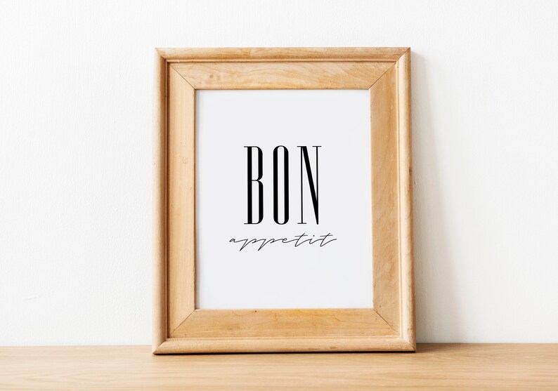 Bon Appetit, PRINTABLE Wall Art, Bon Appetit Sign, Kitchen Sign, Kitchen Wall Decor, French Quote Bon Appetit Printable Kitchen Sign, Print image 3