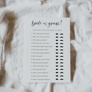 Editable Bride or Groom Game, He Said She Said Game, Bride or Groom, Wedding Shower Games, Bridal Shower Games, Instant Download Harper image 2