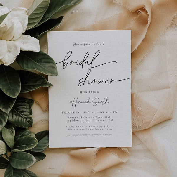 Bridal Shower Invitation Template, Minimalist Bridal Shower Invitation, Printable Bridal Shower Invitation, Elegant Bridal Shower | Olivia