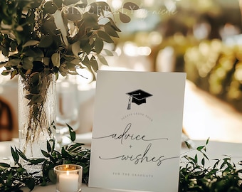 PRINTED & SHIPPED Advice and Wishes For The Graduate, Graduation Advice and Wishes Sign, Graduation Advice Sign, Printed Graduation | Olivia