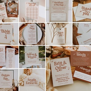 Retro Wedding Template Bundle, Wedding Template Bundle Editable Printable, Wedding Bundles, Wedding Bundle Template Download, DIY | Birdie