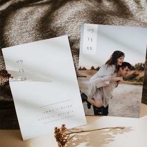 Modern Save The Date, Simple Save The Date, Photo Save The Date Template, Editable Printable Picture Save The Date Modern Save Date | Evelyn