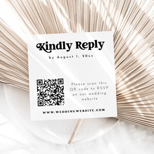 QR Code Response Card, Editable Printable Retro RSVP Template, QR Code Rsvp Card, 70s Retro Wedding Rsvp Editable Printable, Retro | Charli