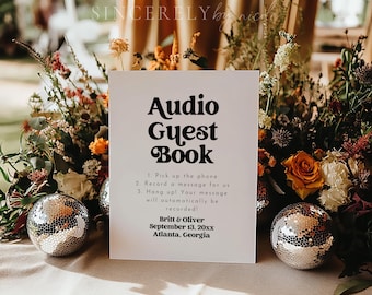 PRINTED & SHIPPED Telephone Guestbook Wedding Guestbook Sign, Wedding Audio Guestbook, Printed Minimalist Audio Guestbook Sign | Charli