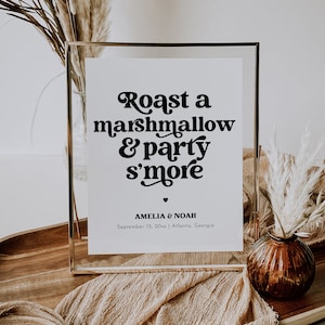 Roast a Marshmallow and Party S&#39;more, Printable Smores Bar Sign, S&#39;more Wedding Sign, S&#39;more Station, Wedding S&#39;mores Station  | Charli