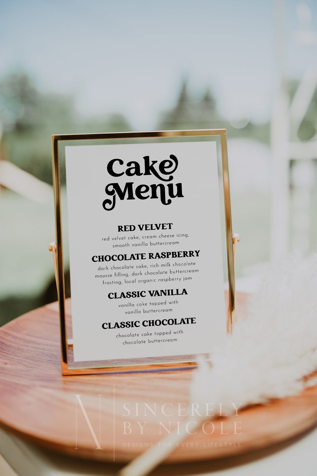 Cake Flavors Sign, Cake Menu Sign Template, Dessert Bar Sign, Minimal