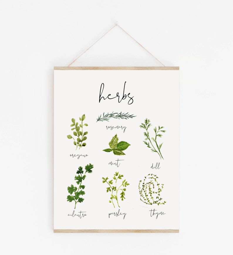 Printable Kitchen Wall Art Watercolor Herb Print Watercolor - Etsy