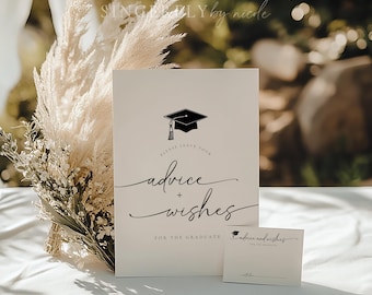 PRINTED & SHIPPED Advice and Wishes For The Graduate, Graduation Advice and Wishes Sign, Graduation Advice Card, Printed Graduation | Olivia