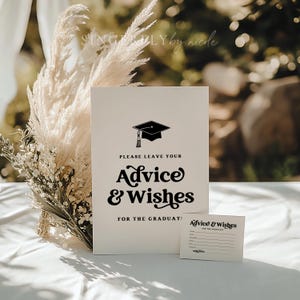 PRINTED & SHIPPED Advice and Wishes For The Graduate, Graduation Advice and Wishes Sign, Graduation Advice Card, Printed Graduation | Charli