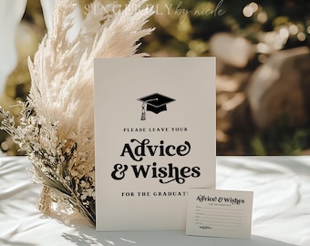 PRINTED & SHIPPED Advice and Wishes For The Graduate, Graduation Advice and Wishes Sign, Graduation Advice Card, Printed Graduation | Charli