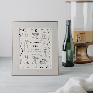 Mimosabar-bord afdrukbaar, met de hand getekend mimosabar-bord, grillig mimosabar-bord, bruiloft mimosabar-bordsjabloon, bruidsbrunch | Olivia