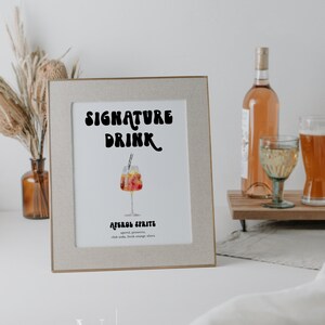 Signature Drinks Sign Template, Printable Bar Menu Sign Template, Bar Menu Template, Signature Drink Sign, Signature Drink | Jennifer