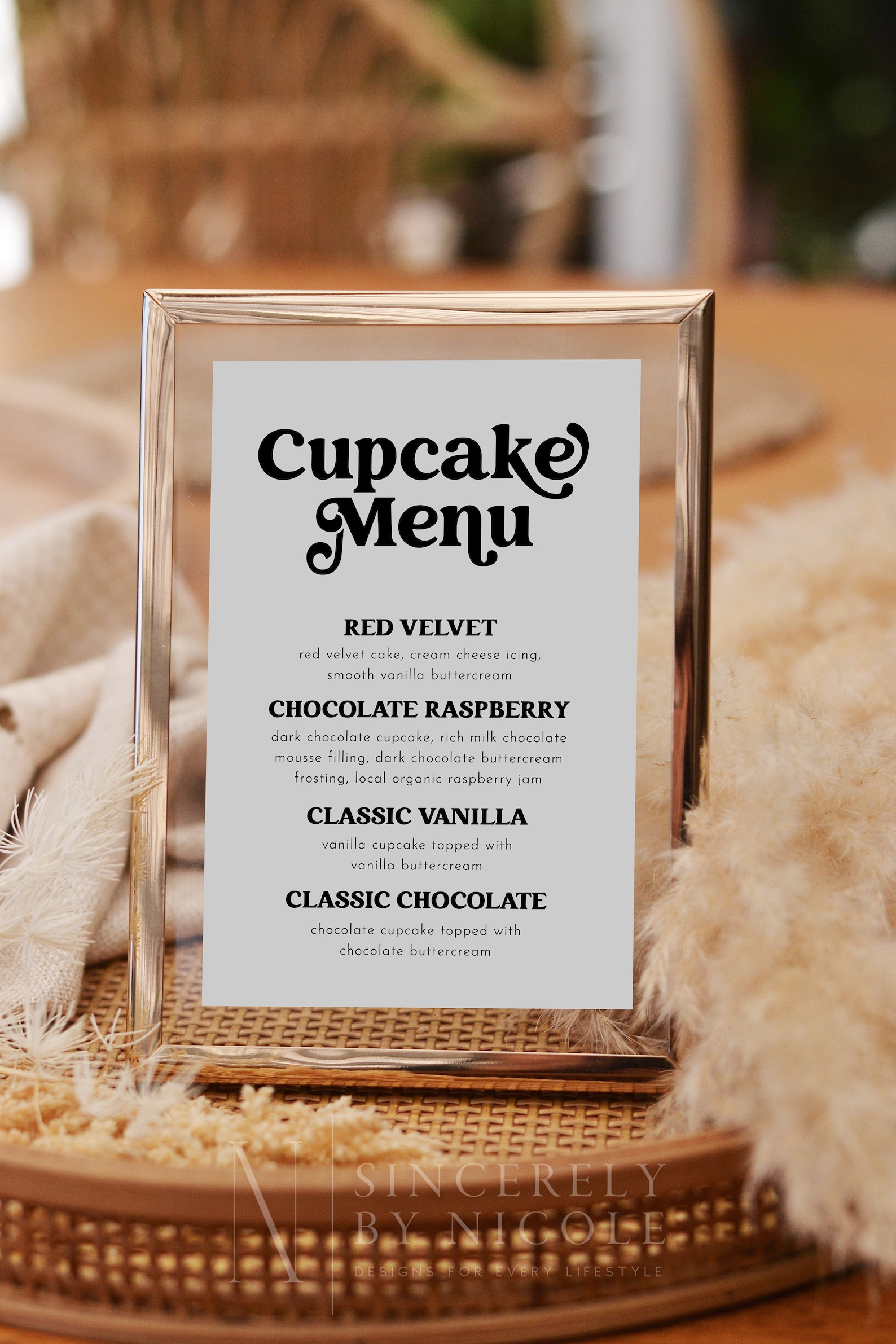 Cupcake Menu Sign, Editable Wedding Cupcake Sign Template, Minimalist ...