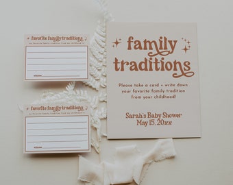 Family Traditions Sign and Card, Baby Shower Family Traditions Sign and Cards, Favorite Family Tradition Cards, Baby Shower Games | Birdie