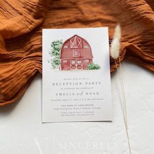 Barn Wedding Reception Party Invitation, Wedding Reception Invite Rustic Barn Editable Printable, Barn Wedding Reception Invitation Template