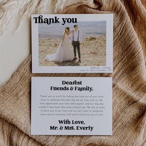 Modern Retro Wedding Thank You, Boho Wedding Thank You Card, Editable Template Photo Thank You Card, Retro Photo Thank You Card DIY CHARLI