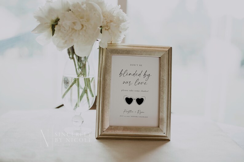 Modern Minimalist Wedding Sign, Sunglasses Sign Wedding, Minimalist Wedding Sign Printable, Modern Wedding Sign Template, Sunglasses | Emma image 3