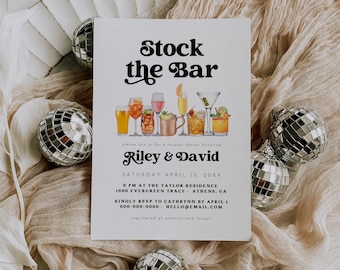 Stock The Bar Invitation, Canva Couples Shower Stock The Bar Invite, Stock The Bar, Wedding Shower Template, Canva Stock The Bar | Charli