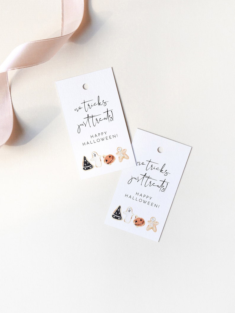 No Tricks Just Treats, Halloween Gift Tag, Printable Halloween Treat Tag, Editable Halloween Tag, Trick Or Treat Tag, DIY Halloween Gift Tag image 2