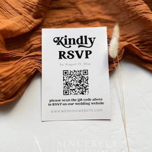 Charli | QR Code Response Card, Online Reply Card,  Minimalist QR Code Response Card, Minimalist Wedding Reply Card, Digital Download Retro