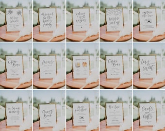 Minimalist Wedding Sign Bundle, Modern Wedding Signs Bundle, Editable Wedding Sign Template, Modern Wedding Sign Template Bundle | Harper