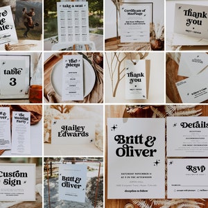 Retro Wedding Bundle, Wedding Template Bundle Editable Printable, Wedding Bundle Invitation, Wedding Bundle Template Download, DIY CHARLI