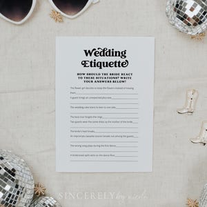 PRINTED & SHIPPED Bridal Shower Game, Fun Bridal Shower Games, Wedding Etiquette Game, Bachelorette Party, Printed Bridal Shower | Charli