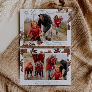 Thanksgiving Photo Card Template, Editable Printable Family Thanksgiving Card, Fall Photo Card Template, Thankful Picture Cards DIY | Amber