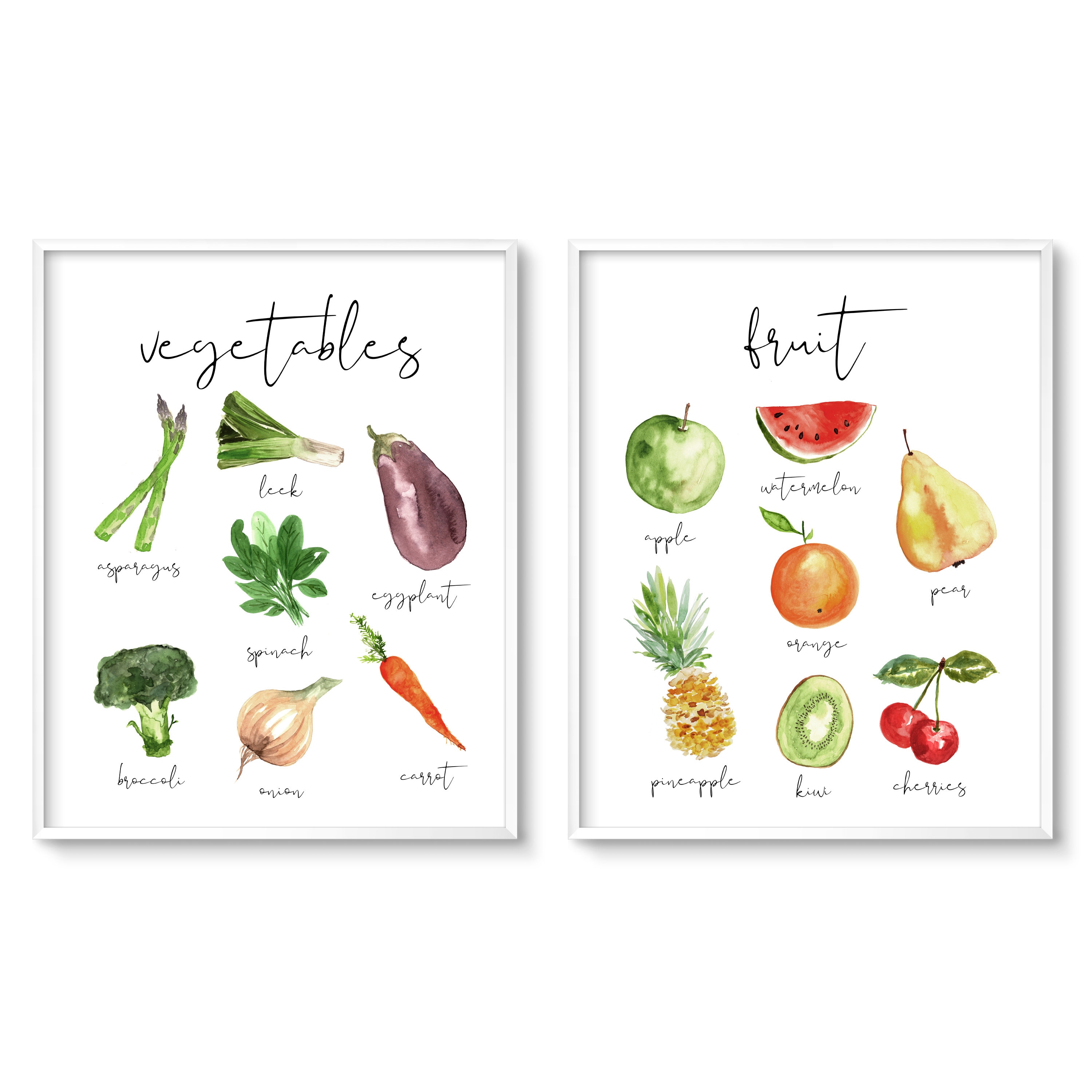 Printable Kitchen Wall Art Watercolor Fruit and Vegetable | Etsy