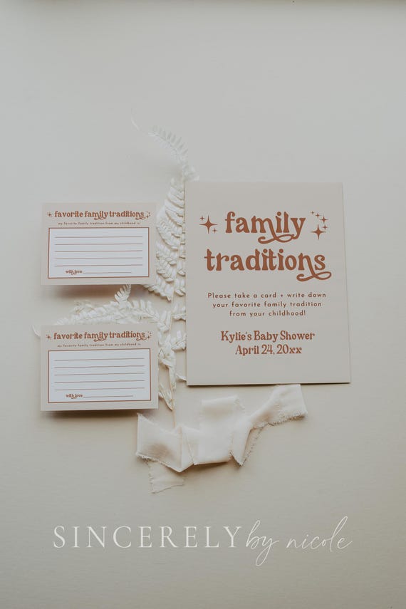 Family Traditions Sign and Card, Baby Shower Share A Memory, Childhood Memory, Family Traditions Baby Shower, Canva Baby Shower | Birdie