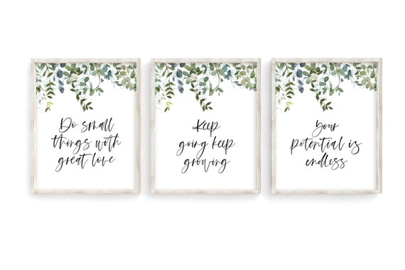 Printable Greenery Quote Bundle Set of Three Prints Greenery - Etsy