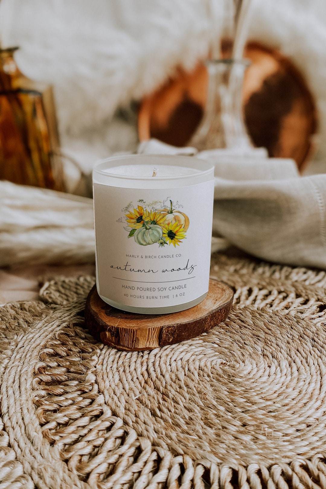 Fall Candle Label Template, Editable Printable Fall Pumpkin Candle