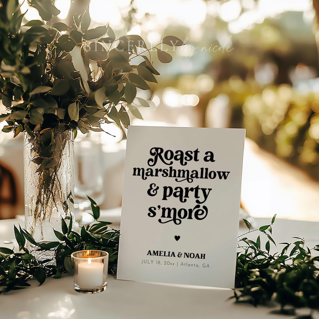 PRINTED & SHIPPED Roast a Marshmallow and Party S'more, S'more Bar