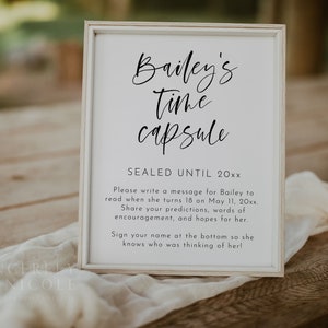 Time Capsule Sign Template, Editable Printable Time Capsule, Minimalist ...