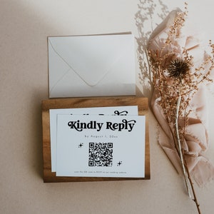 QR Code Response Card, QR Code RSVP Card Template, Qr Code Rsvp Card, Minimalist Qr Code Response Card, Wedding Response Card | Charli