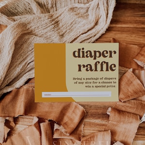 Stevie | Retro Diaper Raffle Ticket Template, Editable Printable Diaper Raffle, Baby Shower Diaper Raffle Ticket Diaper Raffle Card Download