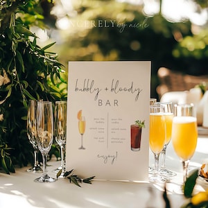 PRINTED & SHIPPED Bloody Mary and Mimosa Bar Sign, Bloody and Bubbly Sign, Bridal Brunch Bar Sign, Bloody Bubbly Bar Sign, Printed | Olivia