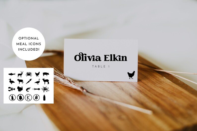 Editable Place Card Template Retro Place Card Printable DIY - Etsy