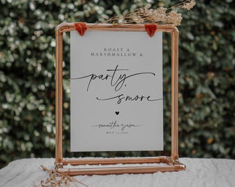Roast a Marshmallow and Party S'more, S'more Bar Sign, S'more Wedding Sign, Smore Bar Sign, Minimalist Roast A Marshmallow Sign | Olivia