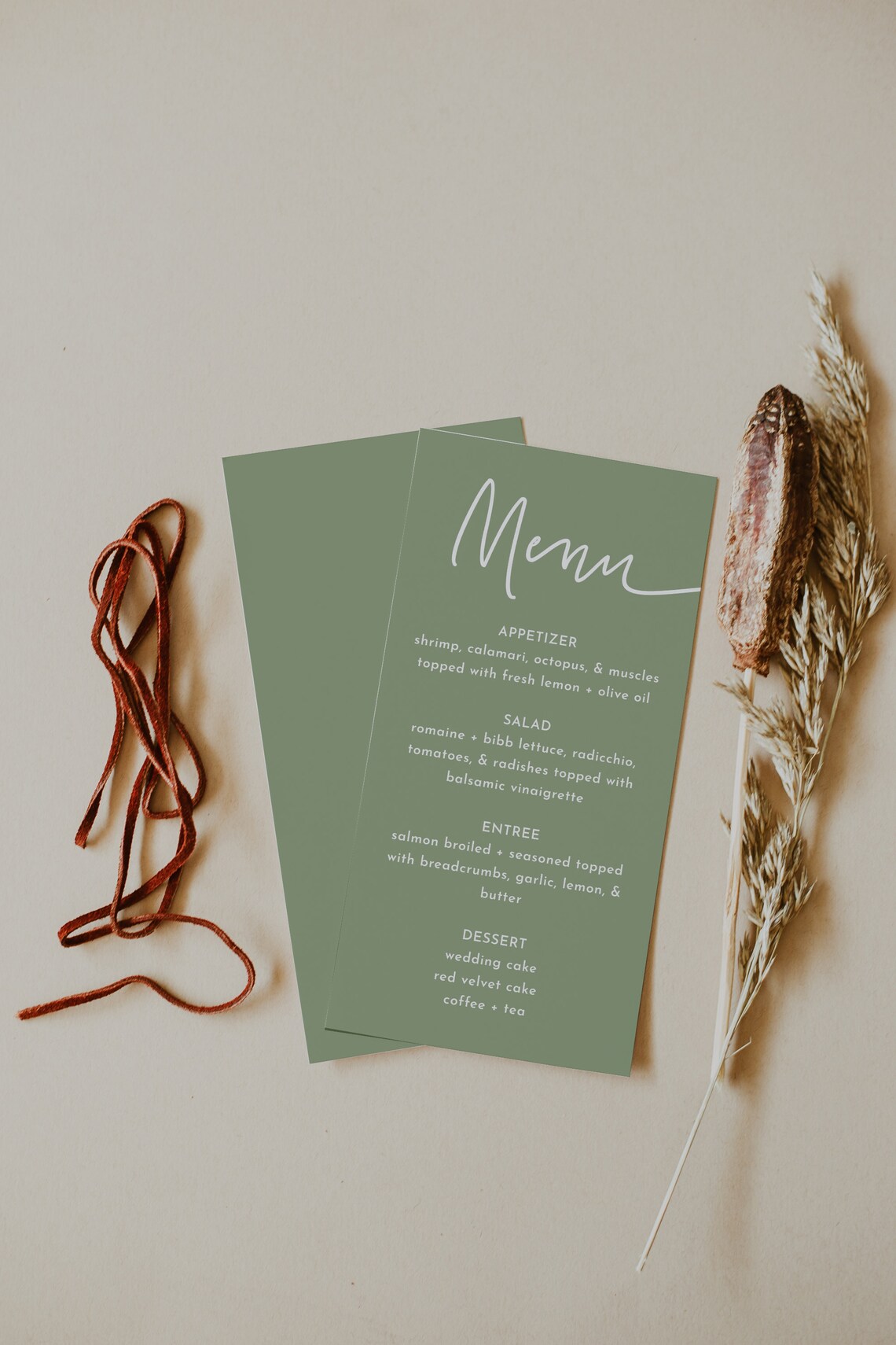 Sage Menu Template Menu Editable Printable Sage Wedding Etsy