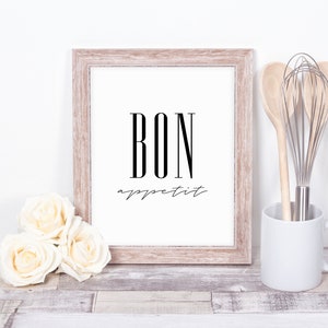 Bon Appetit, PRINTABLE Wall Art, Bon Appetit Sign, Kitchen Sign, Kitchen Wall Decor, French Quote Bon Appetit Printable Kitchen Sign, Print image 4