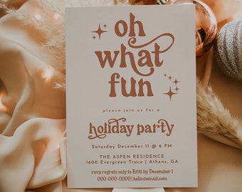 Oh What Fun Christmas Party Invitation, Editable Printable Holiday Party Invite, Modern Christmas Party Invitation, Simple Holiday | Birdie