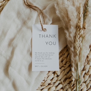 Printable Thank You Tag, Minimalist Wedding Favor Tag Template, Modern Wedding Gift Tag Printable, Editable Instant Download Tag | Harlow