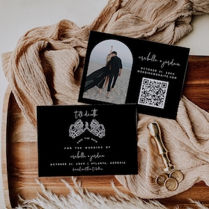 Gothic Wedding Save the Date Template, Skeleton Wedding Announcement, Dark Moody Wedding, Edgy Wedding Save The Date, Gothic Card | Cordelia