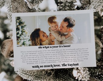 Photo Christmas Card Template, Printable Modern Minimalist Christmas Card, Modern Family Photo Christmas Card, Merry Christmas Card | Charli